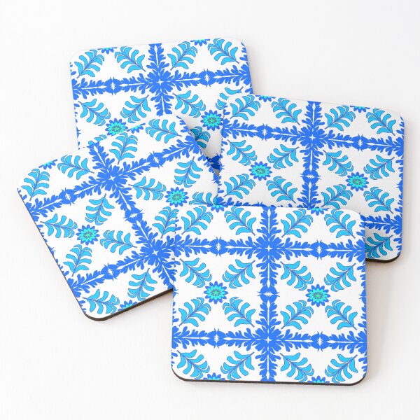 Item preview, Blue Tropical Floral Ikat Seamless Pattern with Decorative Leaves designed and sold by Ei-Ei.