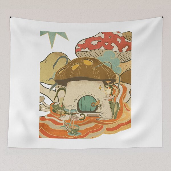 Item preview, Vintage Cottagecore Mushroom House Whimsical Forest Rabbit designed and sold by Rehnair.