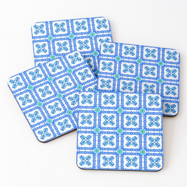 Item preview, Blue Geometric Floral Tile Seamless Pattern with Decorative Motifs designed and sold by EiArtist.