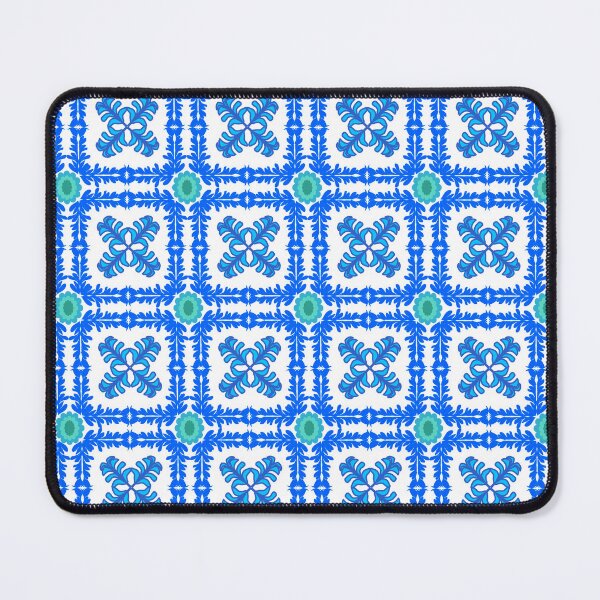 Item preview, Blue Geometric Floral Tile Seamless Pattern with Decorative Motifs designed and sold by Ei-Ei.
