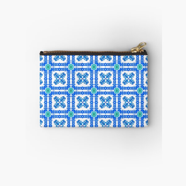Item preview, Blue Geometric Floral Tile Seamless Pattern with Decorative Motifs designed and sold by Ei-Ei.
