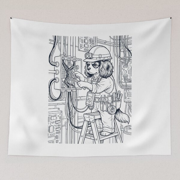 Item preview, Vintage Cavalier King Charles Spaniel Electrician Dog Dad Mom Lover designed and sold by DoodleTortle.