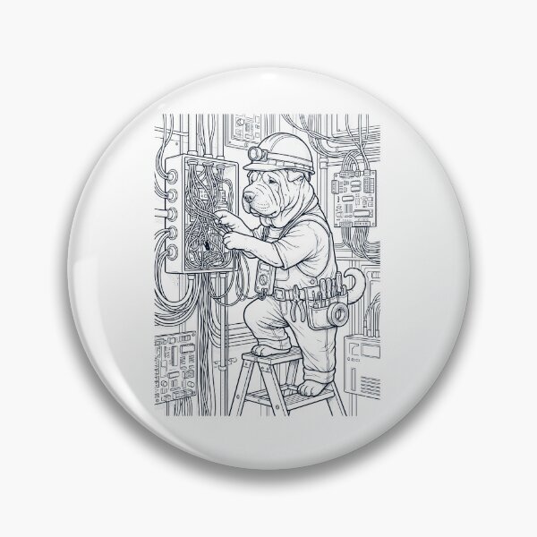 Item preview, Vintage Chinese Shar Pei Electrician Dog Dad Mom Lover designed and sold by DoodleTortle.