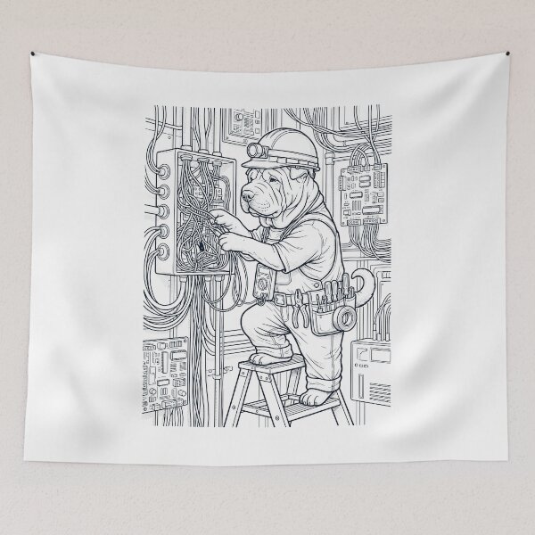 Item preview, Vintage Chinese Shar Pei Electrician Dog Dad Mom Lover designed and sold by DoodleTortle.