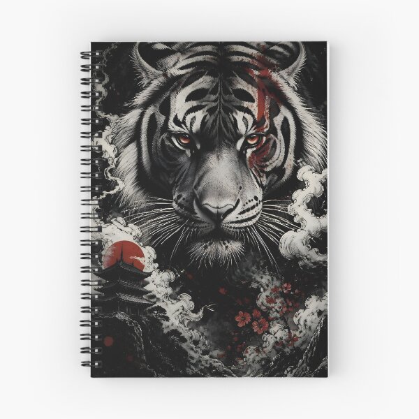 Item preview, White Tiger Blood Red Eyes Japanese Ink Art | Dark Warrior Tiger Print designed and sold by 3T3rnalArts.