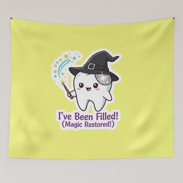 Item preview, Cute Tooth Wizard I Have Been Filled Magic Restored Dental Care Sticker designed and sold by bvdesignart.