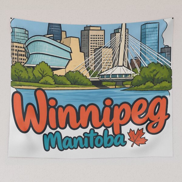 Item preview, Winnipeg Manitoba Canada Cute Colorful Skyline Landscape designed and sold by HowToCanadian.