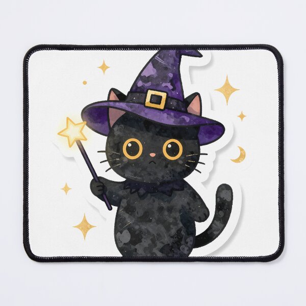 Item preview, Cute Witch Black Cat Magic Wand | Halloween Spooky Kawaii Design designed and sold by Lyrical Soul.