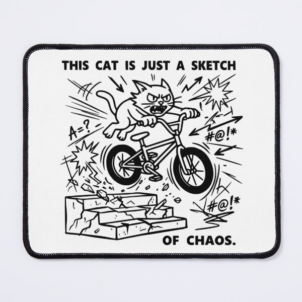 Item preview, This Cat Is Just A Sketch Of Chaos Funny BMX T-Shirt designed and sold by The Bold Line Studio.