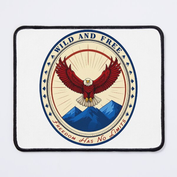 Item preview, Wild and free eagle badge freedom has no limits patriotic mountain art designed and sold by icemanphotos.