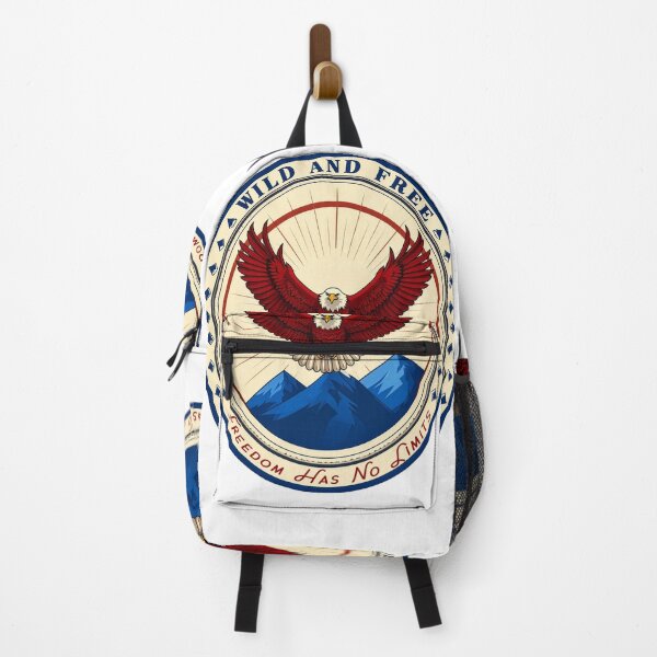 Item preview, Wild and free eagle badge freedom has no limits patriotic mountain art designed and sold by icemanphotos.