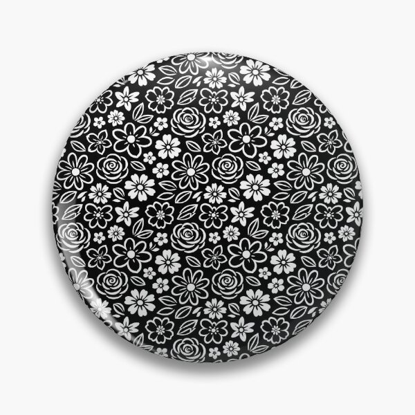 Item preview, Floral print with black and white flowers. designed and sold by elopezstock.