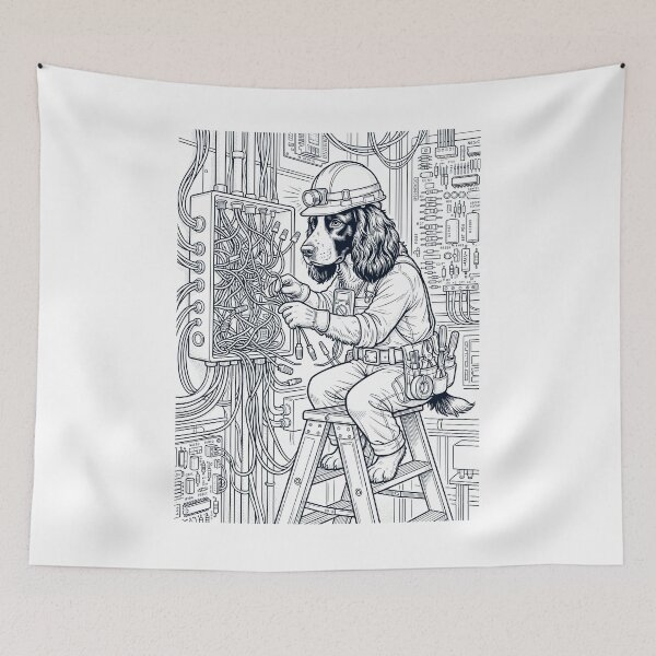 Item preview, Vintage English Springer Spaniel Electrician Dog Dad Mom Lover designed and sold by DoodleTortle.