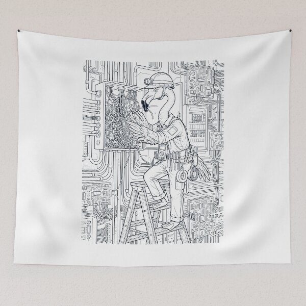 Item preview, Vintage Flamingo Electrician Animal Lover designed and sold by DoodleTortle.