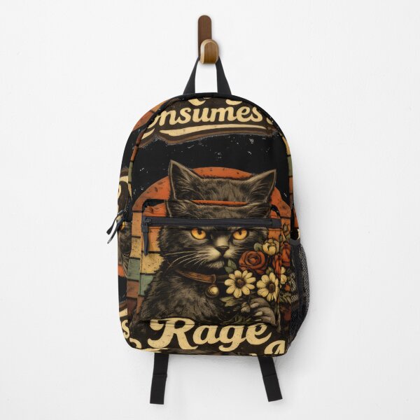 Item preview, Vintage Cat Holding Flowers – Rage Consumes Me Retro Aesthetic #6331 designed and sold by trusty-ben-art.