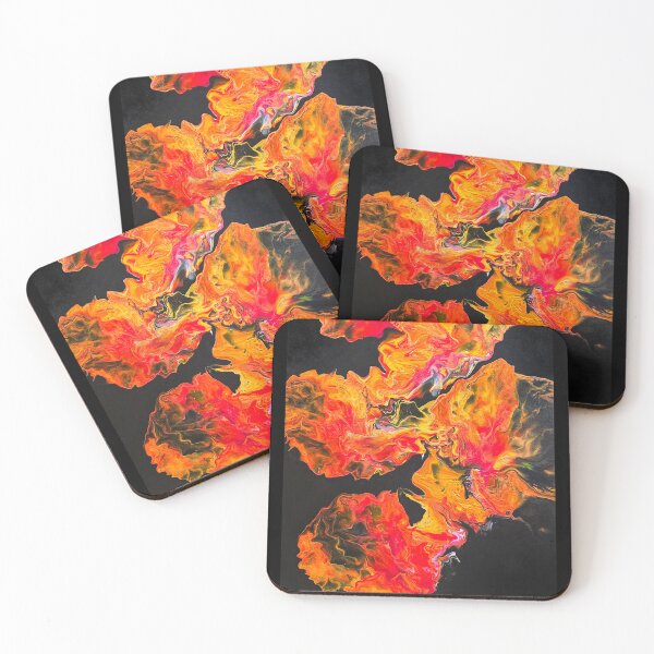 Item preview, Abstract fluid art fire painting designed and sold by DardinieDesigns.