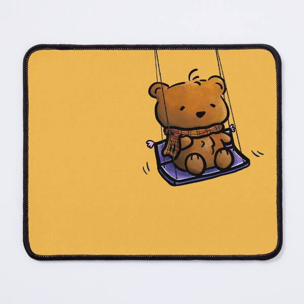 Item preview, Cute bear with scarf playing swing cartoon illustration designed and sold by CuteLemon00.