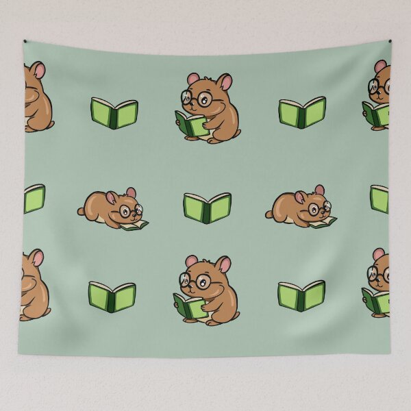 Item preview, Cute Kawaii Hamster Bookworm Seamless Pattern designed and sold by LYAN-STORE.