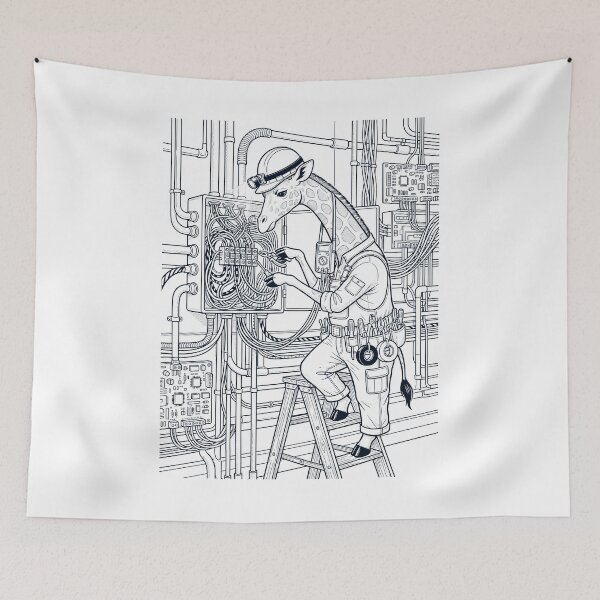 Item preview, Vintage Giraffe Electrician Animal Lover designed and sold by DoodleTortle.