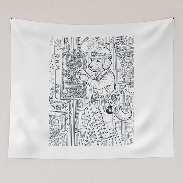 Item preview, Vintage Goldendoodle Electrician Dog Dad Mom Lover designed and sold by DoodleTortle.