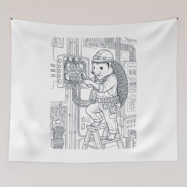 Item preview, Vintage Hedgehog Electrician Animal Lover designed and sold by DoodleTortle.
