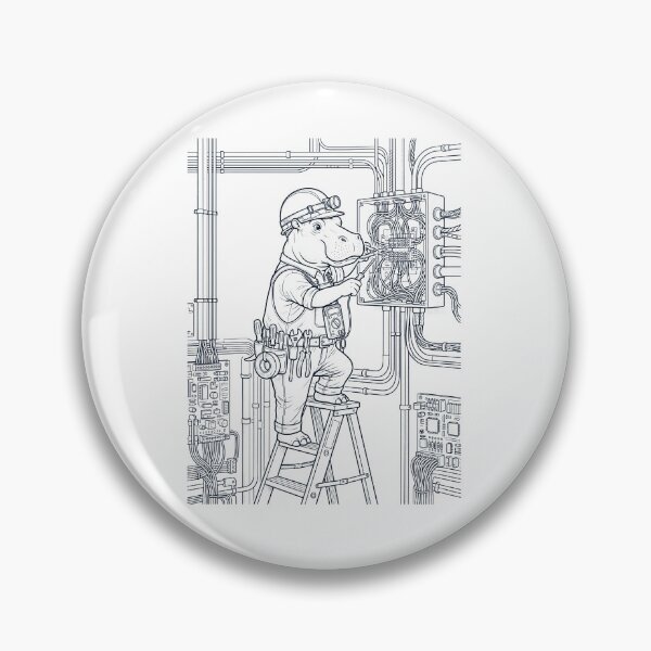 Item preview, Vintage Hippo Electrician Animal Lover designed and sold by DoodleTortle.