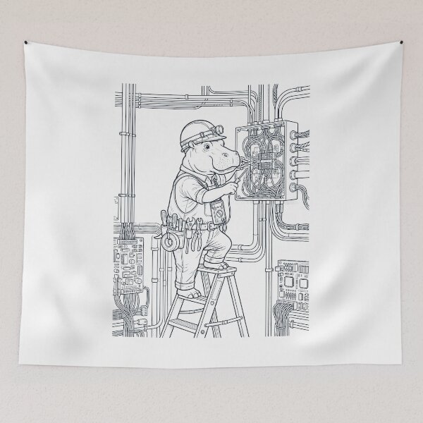 Item preview, Vintage Hippo Electrician Animal Lover designed and sold by DoodleTortle.