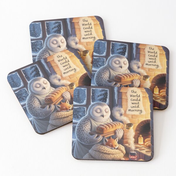 Item preview, Cute Owl Bakery Art | Cozy Snowy Twilight Storybook Illustration designed and sold by Soft Lantern Woods.