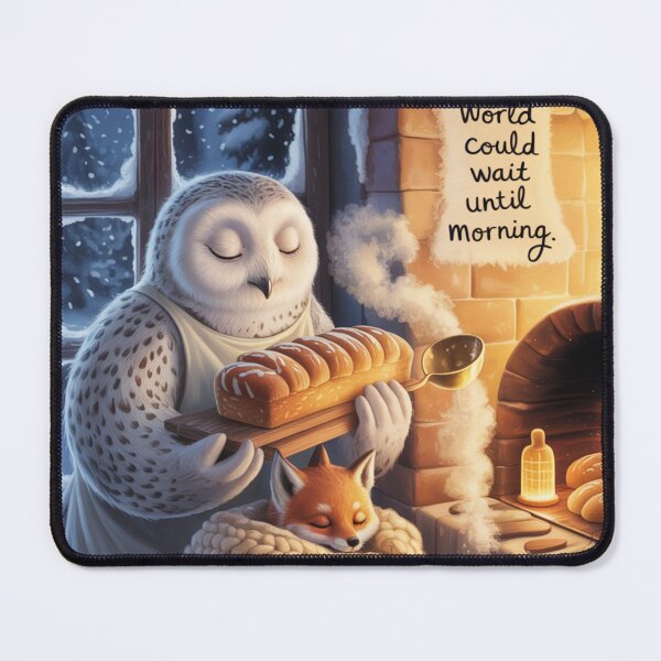 Item preview, Cute Owl Bakery Art | Cozy Snowy Twilight Storybook Illustration designed and sold by Soft Lantern Woods.