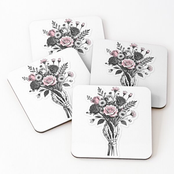 Item preview, Skeleton Hand Holding Flowers Bouquet | Gothic Floral Dark Aesthetic Design designed and sold by Lyrical Soul.