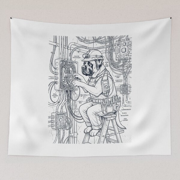 Item preview, Vintage Mastiff Electrician Dog Dad Mom Lover designed and sold by DoodleTortle.