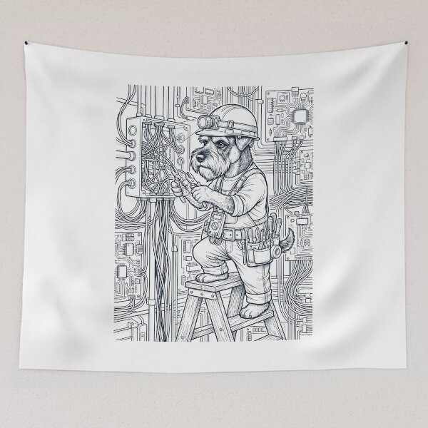 Item preview, Vintage Miniature Schnauzer Electrician Dog Dad Mom Lover designed and sold by DoodleTortle.