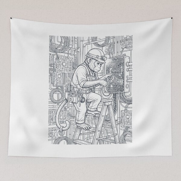 Item preview, Vintage Monkey Electrician Animal Lover designed and sold by DoodleTortle.