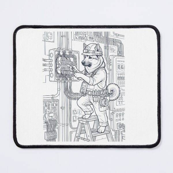 Item preview, Vintage Norwegian Elkhound Electrician Dog Dad Mom Lover designed and sold by DoodleTortle.