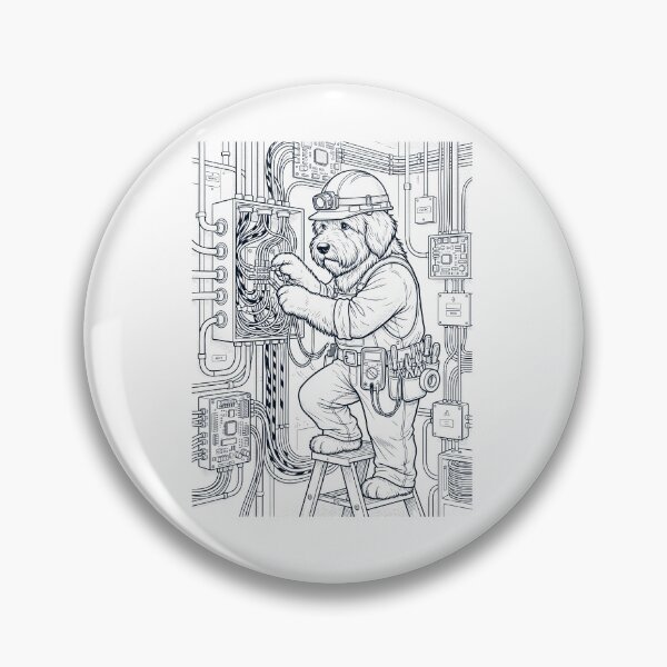 Item preview, Vintage Old English Sheepdog Electrician Dog Dad Mom Lover designed and sold by DoodleTortle.