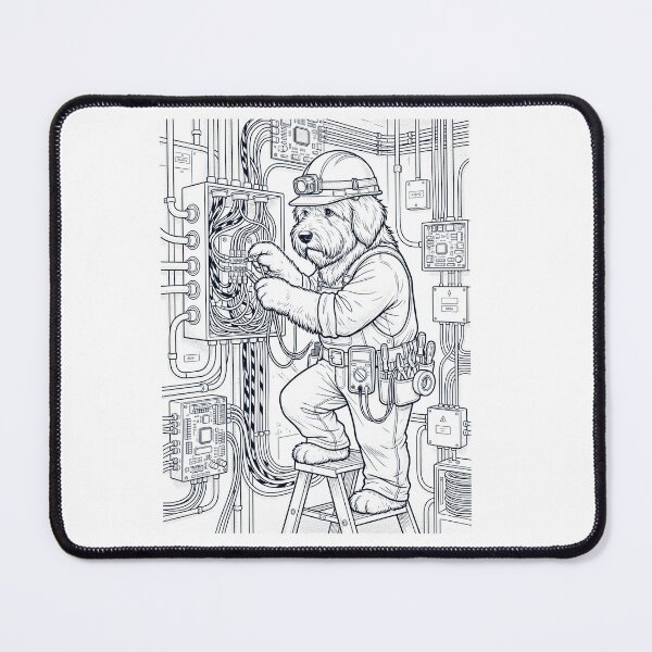 Item preview, Vintage Old English Sheepdog Electrician Dog Dad Mom Lover designed and sold by DoodleTortle.