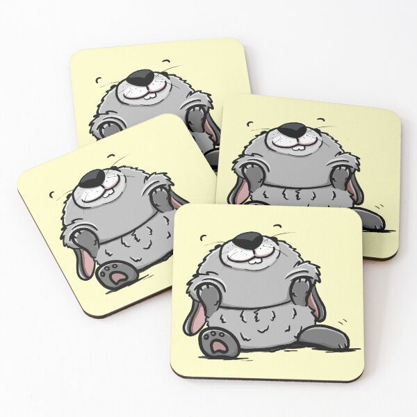 Item preview, Happy rabbit holding cheeks looking up cartoon illustration designed and sold by CuteLemon00.
