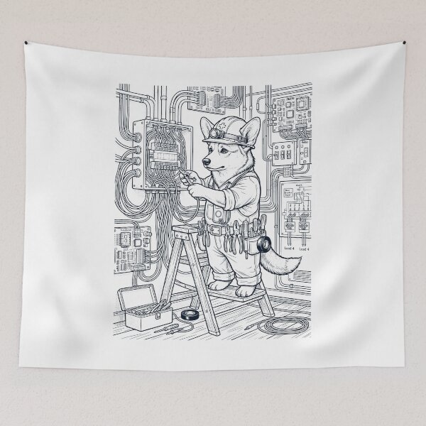 Item preview, Vintage Pembroke Welsh Corgi Electrician Dog Dad Mom Lover designed and sold by DoodleTortle.