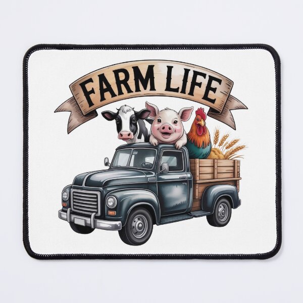 Item preview, Vintage Redneck Truck Barnyard Animals Art - Cute Farm Life Cow Pig Rooster Retro Banner Design designed and sold by Picasfarmer.
