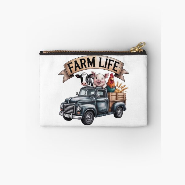 Item preview, Vintage Redneck Truck Barnyard Animals Art - Cute Farm Life Cow Pig Rooster Retro Banner Design designed and sold by Picasfarmer.