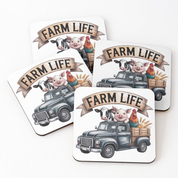Item preview, Vintage Redneck Truck Barnyard Animals Art - Cute Farm Life Cow Pig Rooster Retro Banner Design designed and sold by Picasfarmer.