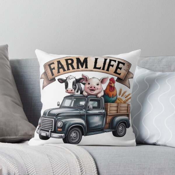 Item preview, Vintage Redneck Truck Barnyard Animals Art - Cute Farm Life Cow Pig Rooster Retro Banner Design designed and sold by Picasfarmer.