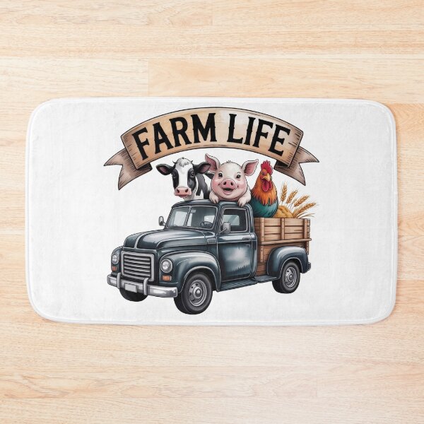 Item preview, Vintage Redneck Truck Barnyard Animals Art - Cute Farm Life Cow Pig Rooster Retro Banner Design designed and sold by Picasfarmer.