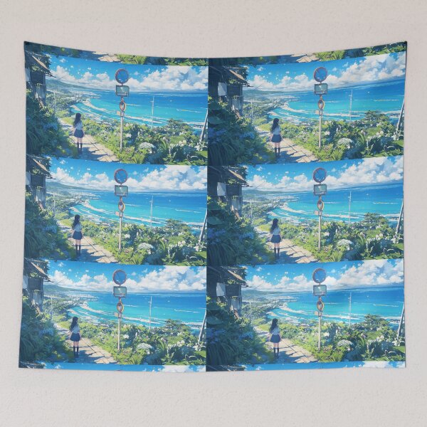 Item preview, Nostalgic Summer Seaside Anime Landscape designed and sold by EchoWave11.