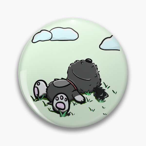 Item preview, Fluffy dog lying flat on grass cartoon illustration designed and sold by CuteLemon00.