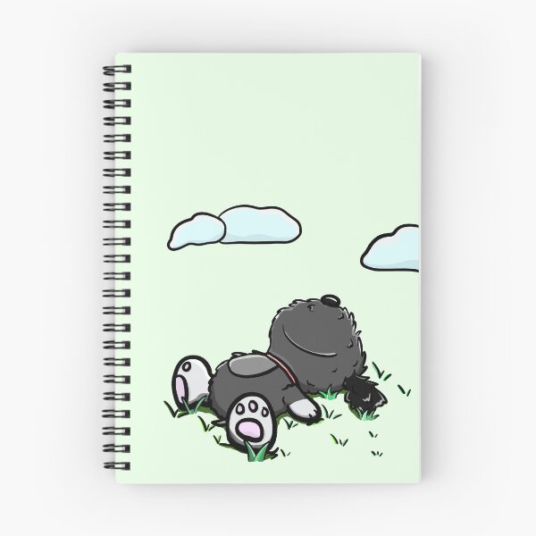 Item preview, Fluffy dog lying flat on grass cartoon illustration designed and sold by CuteLemon00.