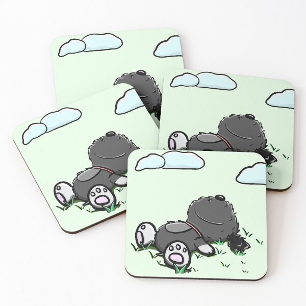 Item preview, Fluffy dog lying flat on grass cartoon illustration designed and sold by CuteLemon00.