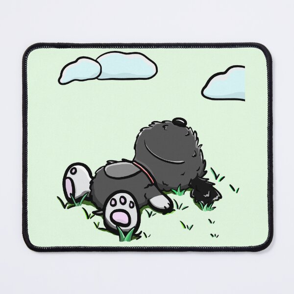 Item preview, Fluffy dog lying flat on grass cartoon illustration designed and sold by CuteLemon00.