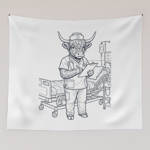 Item preview, Vintage Highland Cow Nurse Animal Lover designed and sold by TerryConnells.