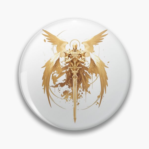 Item preview, Celestial Guardian Angel Sword Artwork | Divine Gold Wings Fantasy Aesthetic designed and sold by Dyan4.